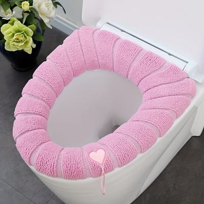 Bovista Wc Bril Hoes - Toiletbril Cover - Toiletbril - Wc Deksel - Wasbaar - Verwarmde Wc Bril - (Niet Elektrisch) - Warm - Handvat - Roze