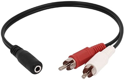 3.5mm Female naar 2 RCA Male Audiokabel - Stereo Jack naar Tulp Adapter - Aux naar RCA Kabel - 30 CM - zwart