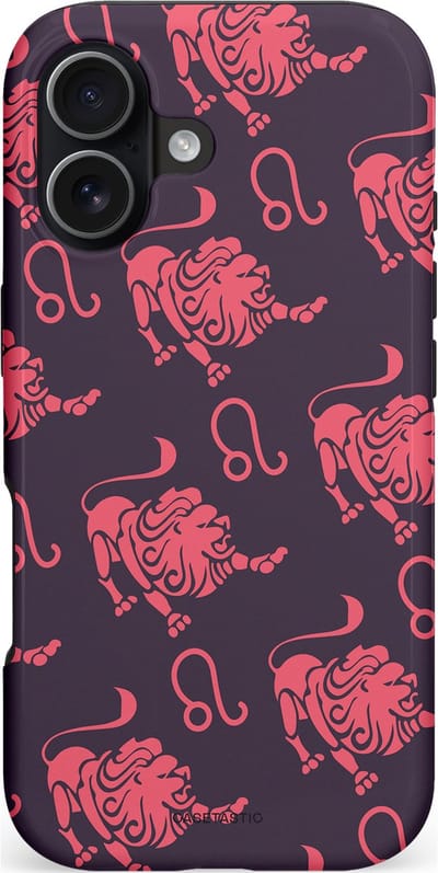 Casetastic hoesje geschikt voor Apple iPhone 17 - MagSafe - Dubbellaagse bescherming - Zodiak leeuw - Fashion Case - Donkergrijs Koraal