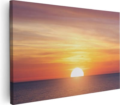 Artaza Canvas Schilderij Zee En Strand - 30x20 cm - Klein - Muurdecoratie Zonsondergang - Wanddecoratie Woonkamer - Kamer Accessoires