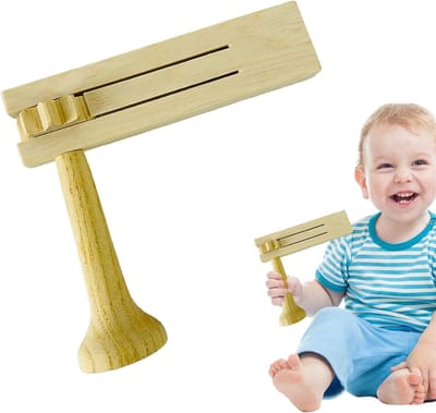 Houten Ratel Speelgoed - Muzikaal Geluid - Feestelijke Sfeer - Duurzaam Hout - 15.6 x 15.5 cm