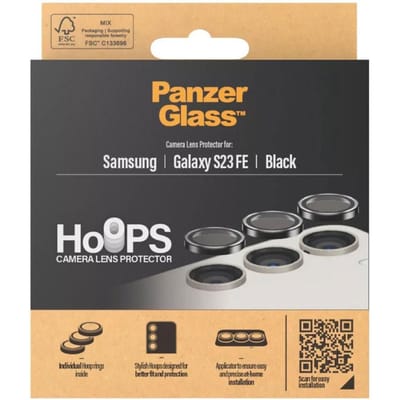 PanzerGlass Screenprotector geschikt voor Samsung Galaxy S23 FE Glazen | PanzerGlass Hoops Camera Lens Protector - Case Friendly