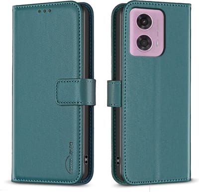 BINFEN Hoesje - Geschikt voor Motorola Moto G34 Hoesje - BINFEN Color Book Case - Groen