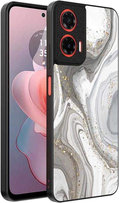 Smartphonica Telefoonhoesje Geschikt voor Motorola Moto G Power 2024 met marmer opdruk - TPU backcover case marble design - Zilver geschikt voor Motorola Moto G Power 2024