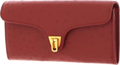 COCCINELLE Leren Portemonnee Beat Ostrich Wallet Acero Donkerrood