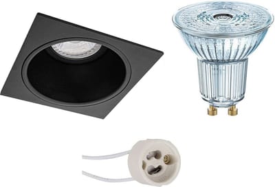LED Spot Set - LEDVANCE Parathom PAR16 940 36D - Proma Minko Pro - GU10 Fitting - Dimbaar - Inbouw Vierkant - Mat Zwart - 3.4W - Natuurlijk Wit 4000K - Verdiept - 90mm