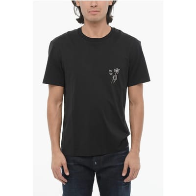 Katoenen FOR YOU T-shirt met ronde hals en contrastprint in zwart