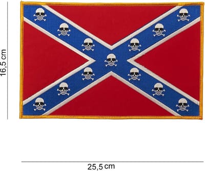 Embleem stof Rebel vlag doodskop groot