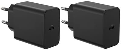 2 stuks OneOne 45W super snellader. Zwarte USB C oplader. PD lader adapter past op Universeel Asus, ZTE, Fairphone, Sony Xperia, OPPO, Nokia, Acer, Arnova, BlackBerry, Anker (Soundcore), Archos, Poly Voyager