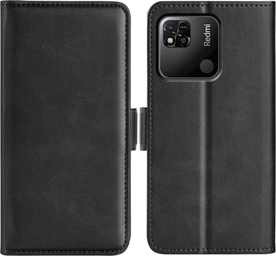 MobyDefend Hoesje - Geschikt voor Xiaomi Redmi 10A - Luxe Wallet Book Case (Sluiting Zijkant) - Zwart