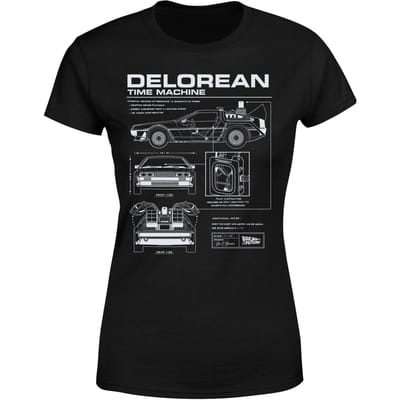 Back To The Future Delorean Schematic Women's T-Shirt - Black - XS