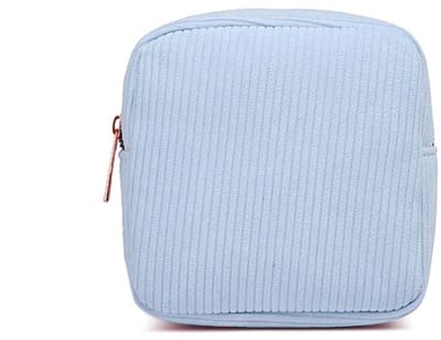 VHV Sanitary Napkin Storage Bag - Menstruatiehouder - Zachte Corduroy - Blauw - Toilettas - Compact en Handig - Geschikt voor Vrouwen en Meisjes
