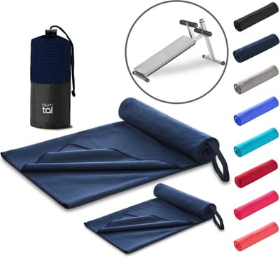 Blumtal Fitness Handdoek Set van 2 - Microvezel Sporthanddoek Gym 180 x 90 cm + 80 x 40 cm - Sporthanddoek 2 Stuks - Dark Ocean Blue