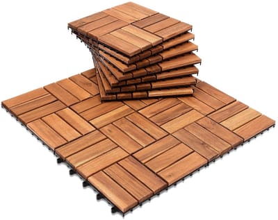 Houten Tegels - Balkon Terrasvloer - Buiten Leven - Eenvoudig Leggen - 30x30cm 3m² - Natuurlijk Hout