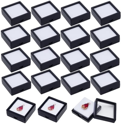 Dailygoods- Sieraden Doos 24 Stuks - Display Doos - Edelstenen Container - Kunststof - Heldere Deksel - Voor Oorbellen/Kettingen - Opbergdoos