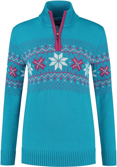 John Brillant Noorse dames trui Fargerik - fijn gebreid - Merino wol - blauw