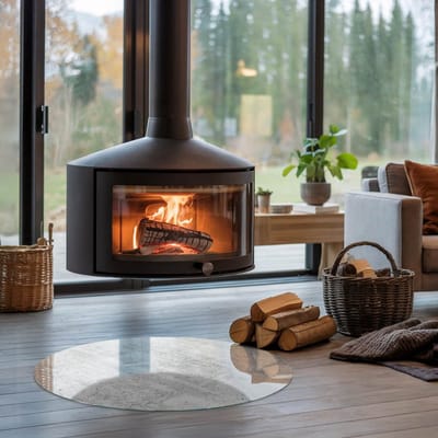 Coloray Vloerplaat Houtkachel - Plaat voor Onder Kachel - 80 cm x 80 cm - Kachel Vloerplaat - Grijs Vloerplaat Kachel - Plaat Kachel - Vloerplaat Openhaard - Houtkachel Accessoires - Onderplaat