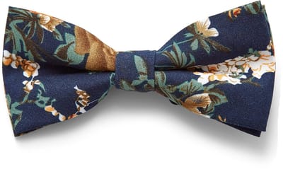 Blauwe Retro Vlinderdas met Bloemmotief