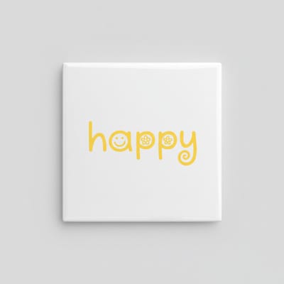 Schattige 15×15 cm Keramische Tegel – “Happy” Smiley & Bloemen Design Positieve Vibes Wanddecoratie