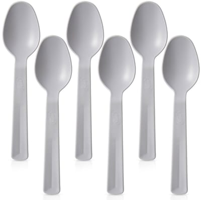 Tafellepels Plastic Grijs 6 stuks - Eetlepels - Tafelbestek - Bestek - Lepels