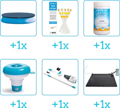 Zwembad Accessoirepakket voor Intex Easy Set Zwembad - 396x84 cm - Rond - Opblaasbaar - Met filterpomp - Intex - 28142GN - 6-delig