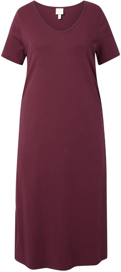 Ulla Popken - Dames - Maxi jurken - Wijnrood - Maat 42+
