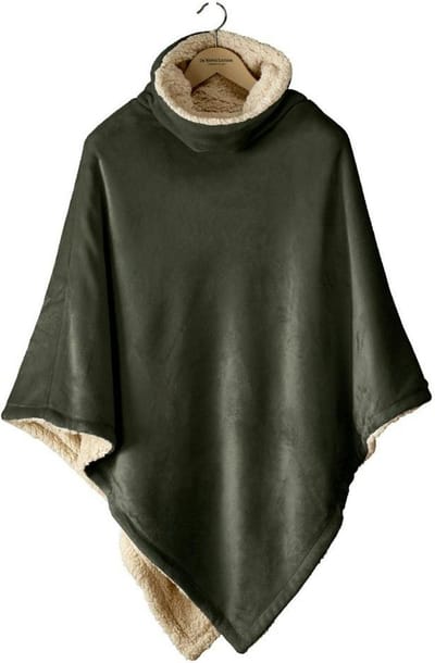 De Witte Lietaer Teddy Fleece Poncho Ganges - Khaki - 86 x 86 cm - Polyester