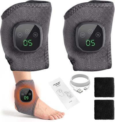 Draadloos Voetmassageapparaat met Warmte - Grijs - 22 x 17 cm - Ademend Materiaal - Voor Volwassenen