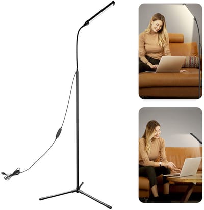 LED Vloerlamp - Dimbaar - 5W - Touchbediening - 3 Kleurtinten - Zwenkbaar - Staande Lampen - Moderne Leeslamp - Daglichtlamp - Booglamp - Zwart
