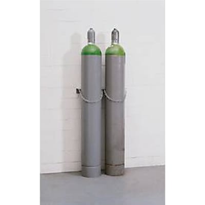 Gasfles wandhouder, staal, B 280 x D 175 x H 60 mm, 1 fles Ø 230 mm, met kettingslot
