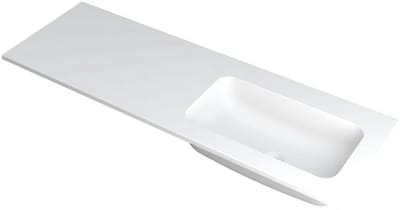 INK Faktor Wastafel Polystone Rechts Zonder Kraangat - 1400x450x15 mm - Mat Wit