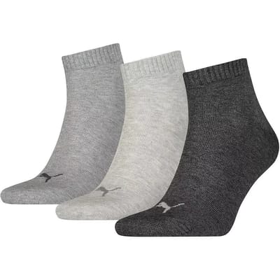 PUMA Quarter Plain Enkelsokken - 3 pack - Navy/Grijs/Blauw - Maat 35-38