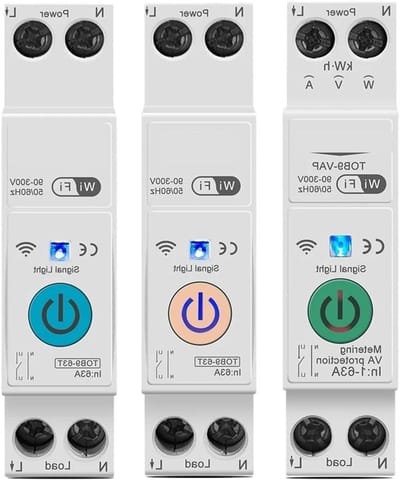 Slimme Stroomschakelaar - Energieteller Relay - Energie Monitoren - Tijdschakelaar Functie - 63A 1P+N - Wit