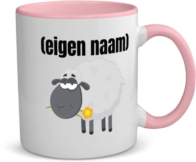 Akyol - schaap met eigen naam koffiemok - theemok - roze - Schaap - boeren/schapen liefhebbers - iemand die houdt van schapen - verjaardag - cadeau - kado - geschenk - 350 ML inhoud