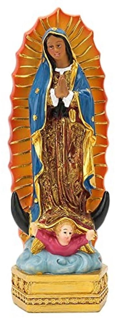 Dailygoods- Beeldje Handgeschilderd - Onze Lieve Vrouw van Guadalupe - Harsbeeld - Decoratie voor Thuis - Vreedzame Zegeningen - Duurzaam Materiaal - Beeld
