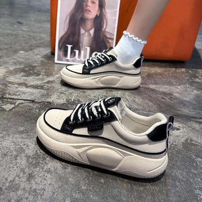 Nieuwe Herfst Nieuwe Dames Veelzijdige Casual Sportschoenen Dikke Zool Witte Schoenen Lichtgewicht Boon Trendy Ins Stijl Flats 40 white