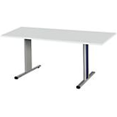 Schäfer Shop  Select Vergadertafel Planova, rechthoek, 1600 x 800 mm, lichtgrijs, accentlijst gentiaanblauw