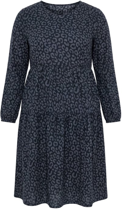 Angel of Style - Dames - Midi-jurk A-lijn mousseline luipaardmotief - Zwart - Maat 44