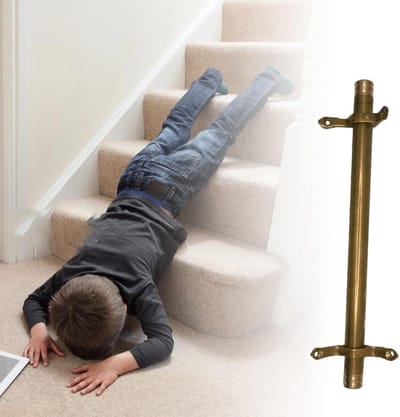 Traploper Roeden - Trapdecoratie Messing - Trappen Versieren - Antiek Messing Finish - 100cm Lengte - Goud