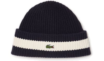 Lacoste Unisex Beanie - Muts van geribbelde wol (navy blue/flour)