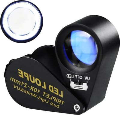 Loupe Juweliersloep Metaal Vouwloep LED UV-Licht Vergrootglas Diamanten Munten Postzegels - 10x Vergroting Juweliersloep