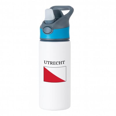 Hacebo® - Utrecht waterfles met rietje blauw - Utrecht - toeristen - stad - vlag - geschenk - cadeau - kado - water fles - 650ML
