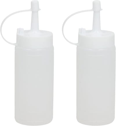 Gerimport Doseerfles/sausfles transparant - 2x - met schenktuit - 146 ml - H13.50 - Pannenkoeken/poffertjes