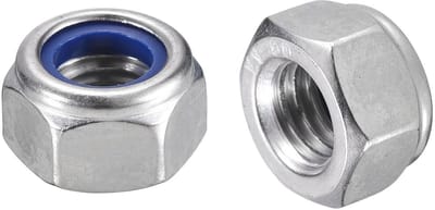 Set van 5 Zelfklevende M14 x 2 Hex Moeren met Nylon Inzet, RVS Zelfvergrendelende Moeren voor Industrieel Gebruik en Bouwtoepassingen, Zilver en Blauw