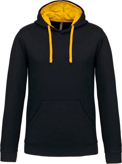 Kariban Hooded sweater met contrasterde capuchon K446 - Black / Yellow - XS