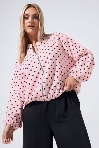 Limited Collection Roze Bomberjack Met Stippen Size 38