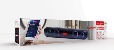 GMB-Audio Bluetooth Soundbar met LED Lichteffecten, Zwart – Draadloos Streamen, Krachtige Bas, Meerdere Input Opties, Lange Batterijduur, Compact Ontwerp voor Gaming en Thuisbioscoop
