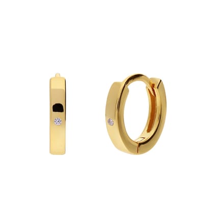 Lucardi Dames Zilveren goldplated oorringen met zirkonia 11 mm voor dames - Oorbellen - 925 Zilver - Goudkleurig