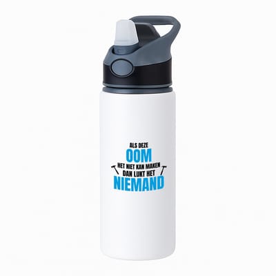 Hacebo® - Als oom het niet kan waterfles met rietje zwart - Oom - een oom - verjaardagscadeau - cadeau voor oom - cadeau - kado - water fles - 650ML