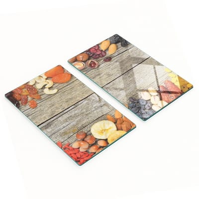 Decoratieve snijplanken van gehard glas voor gedroogd fruit, 2x30x52 cm